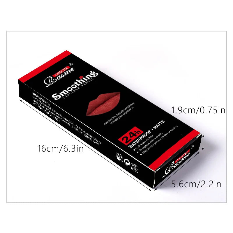 Juego de 12 labiales de larga duración con delineador de labios profesional y brillo de labios mate para mujer, regalo de San Valentín.