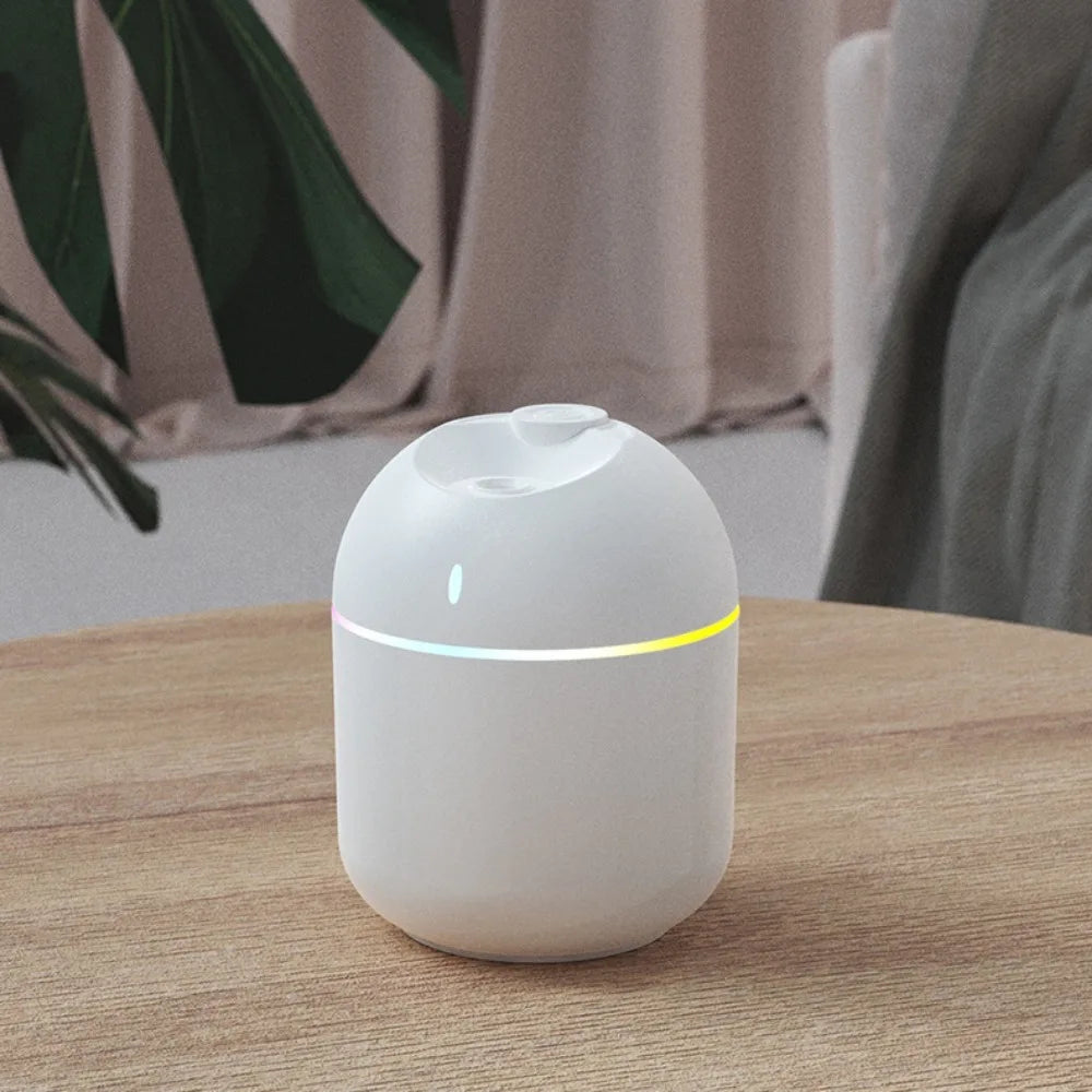 Humidificador de aire de 270 ml, difusor de aroma de vapor frío, luz LED nocturna, protección de apagado, USB, para el hogar y la oficina.