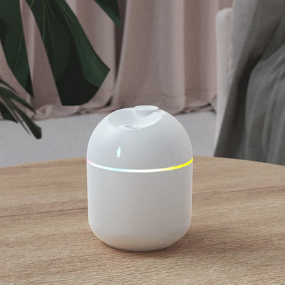 Humidificador de aire de 270 ml, difusor de aroma de vapor frío, luz LED nocturna, protección de apagado, USB, para el hogar y la oficina.