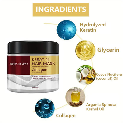 Mascarilla capilar de colágeno y queratina, control de aceite dual, hidratante, acondicionador, suave, alisador, frizz, dañado, reparación, revitalizante, cuidado del cabello