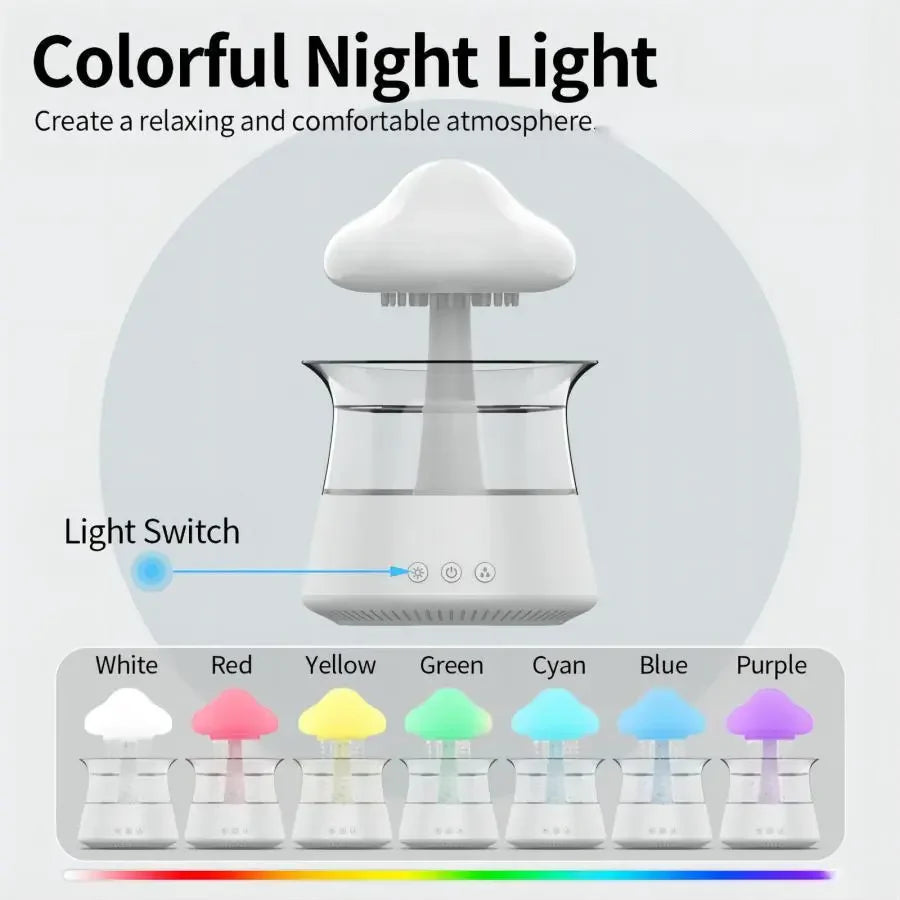 Difusor Serenity Mist Cloud: Humidificador ultrasónico de aromaterapia con lámpara LED de 7 colores